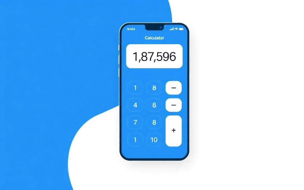 Preview of a simple blue calculator app interface