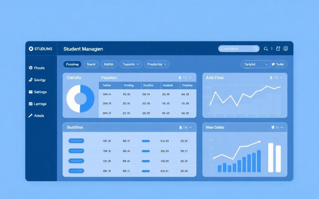 Preview of a student management dashboard with tables and charts